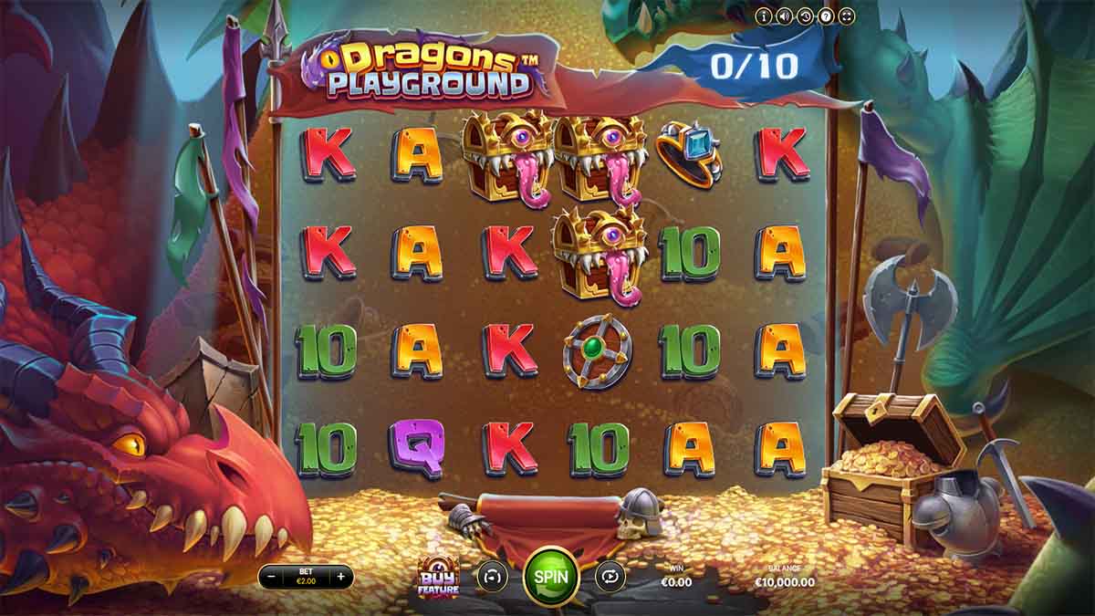 Dragons Playground slot game by NetEnt, Base Game view