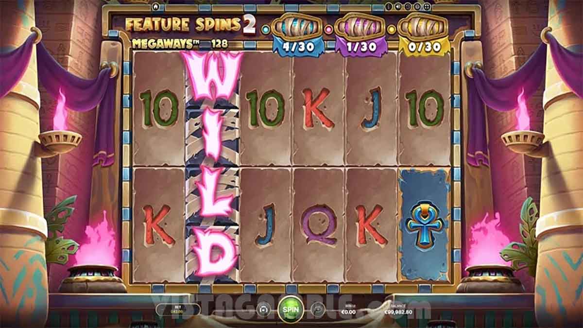 Mummy Megaways slot game by NetEnt, showing Wild