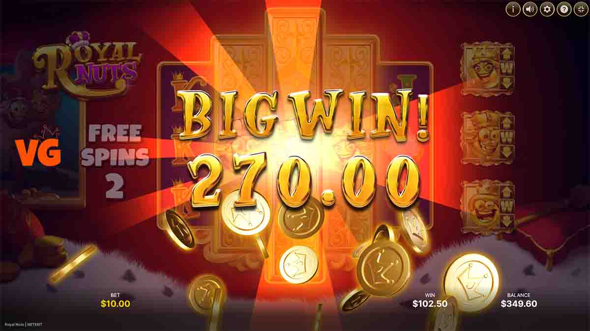 Royal Nuts slot game by Netent, big win