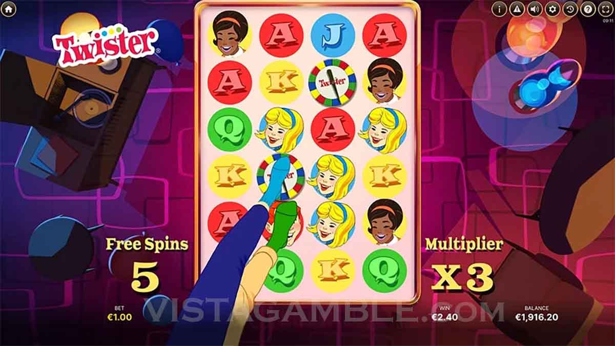 Twister slot game by NetEnt, featuring 5 Free Spins