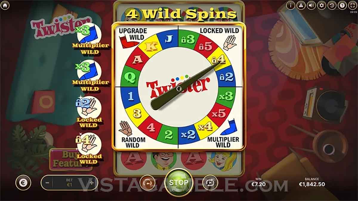 Twister slot game by NetEnt, featuring 4 Wilds