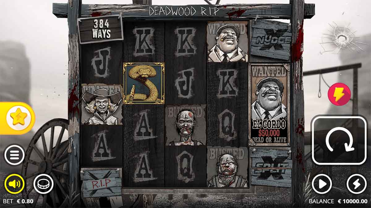 Deadwood RIP slot game by Nolimit City, Base Game view