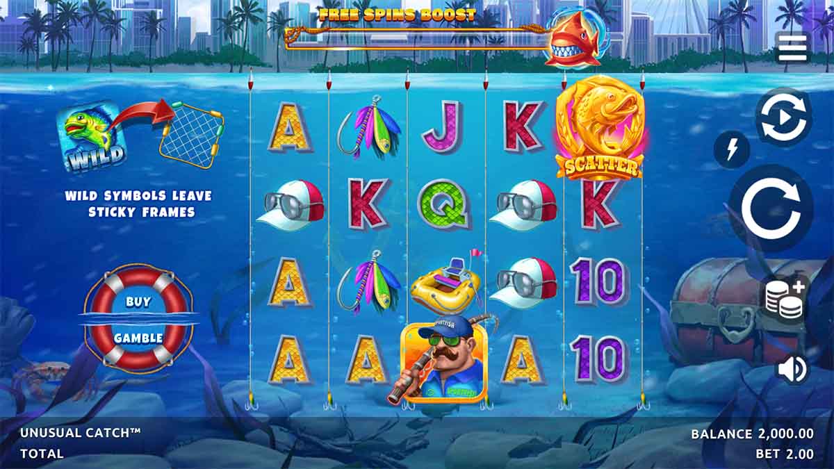 Unusual Catch Win slot game by Northern Lights Gaming, Base Game view