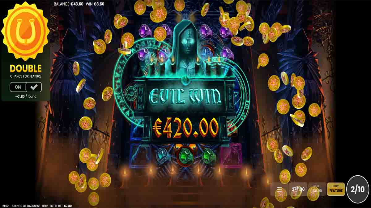 5 Rings of Darkness slot game by Octoplay, Evil Win €420