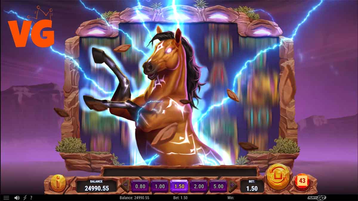 Colt Lightning Firestorm slot game by Playn GO, horse lightning