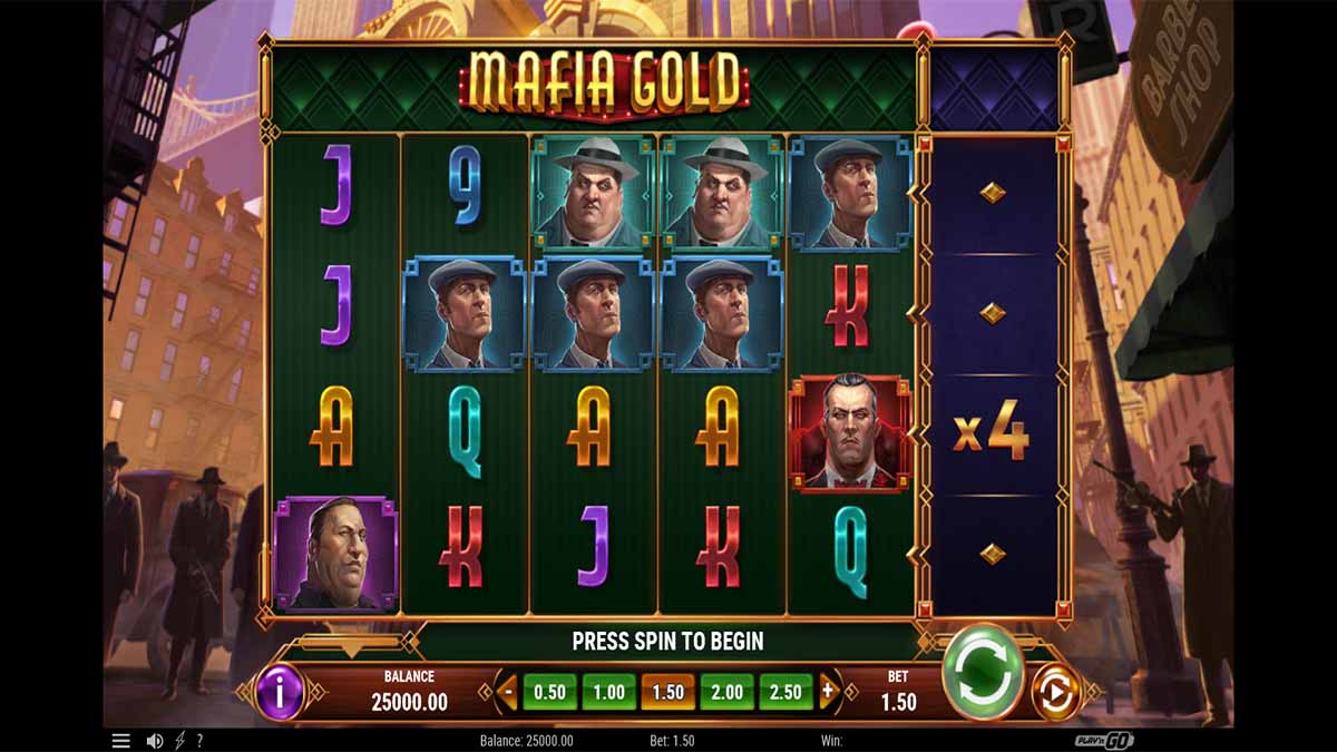 Mafia Gold slot game by Playn GO, base game view