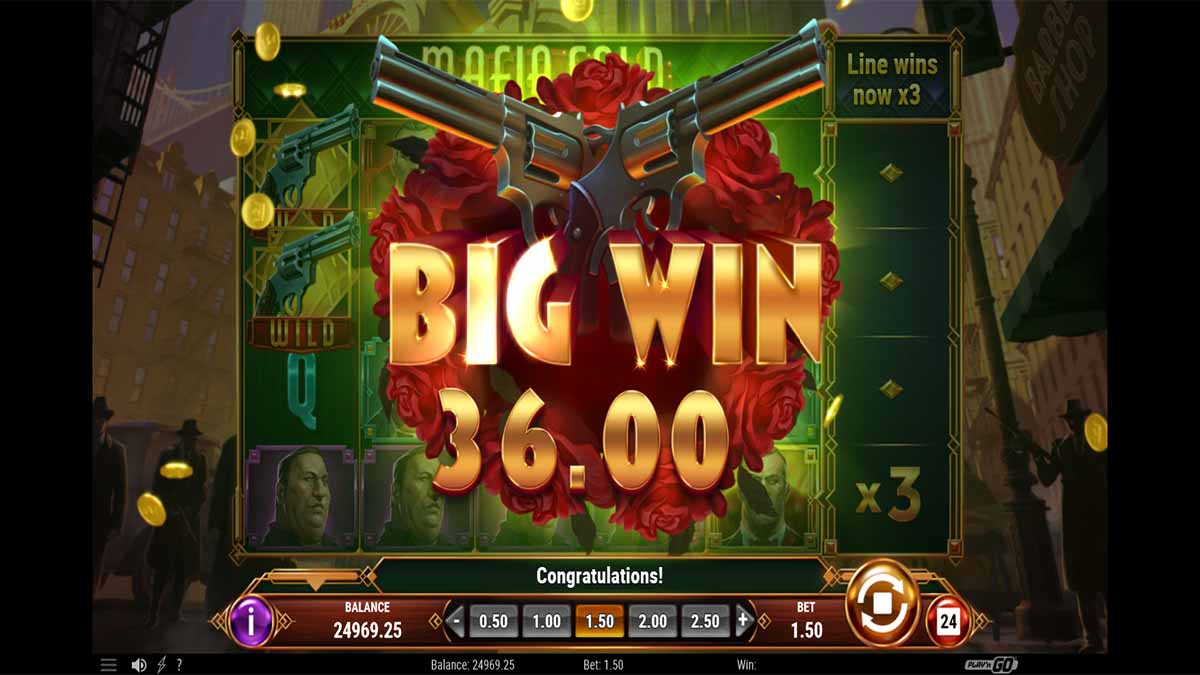 Mafia Gold slot game by Playn GO, 36.00 big win