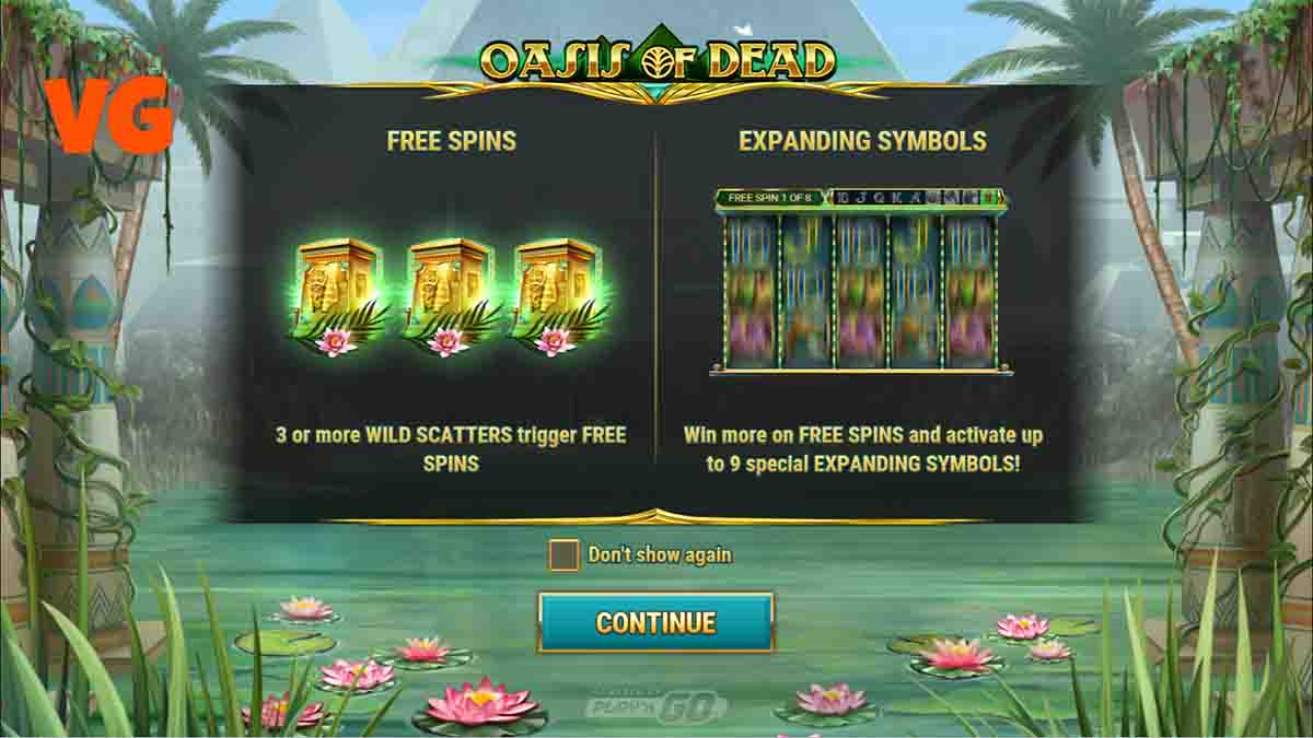 Oasis Of Dead slot game by Playn GO, base game view