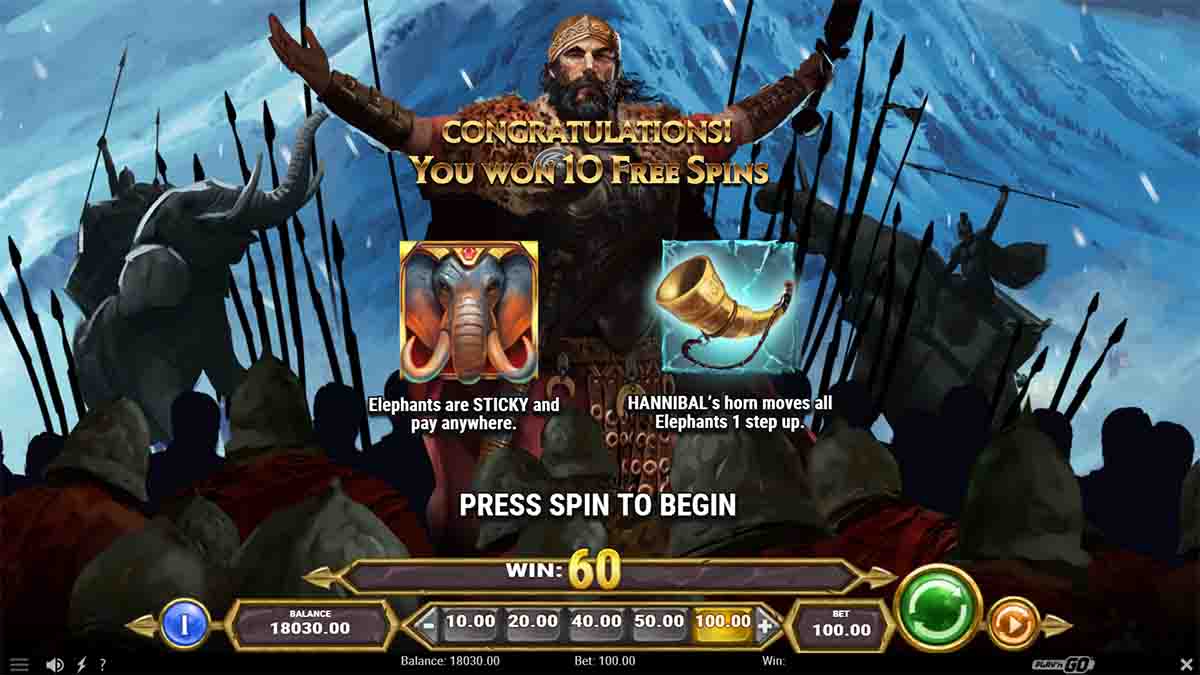 Scourge of Rome slot game by PlayN Go, 10 Free spins