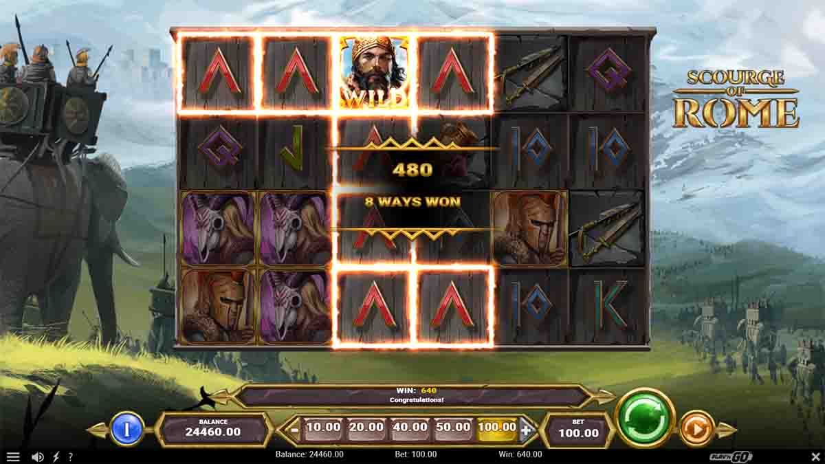 Scourge of Rome slot game by PlayN Go, 480 win