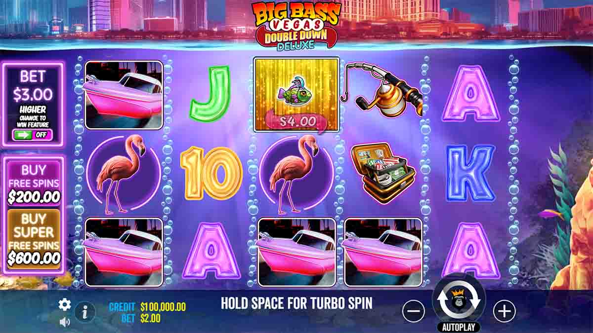 Big Bass Vegas Double Down Deluxe slot game by Pragmatic Play, base game