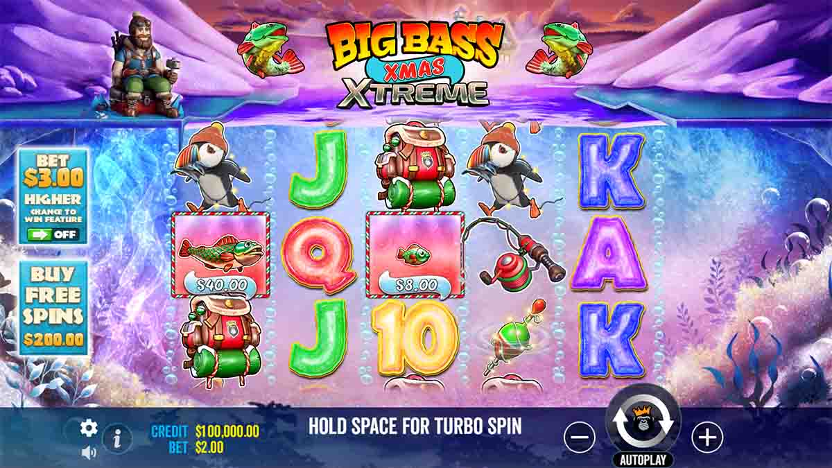 Big Bass Xmas Extreme slot game by Pragmatic Play, Base Game view