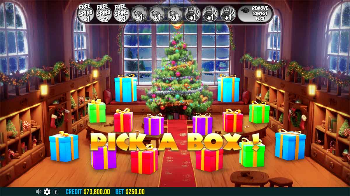 Big Bass Xmas Extreme slot game by Pragmatic Play, featuring Pick Free Spins Features