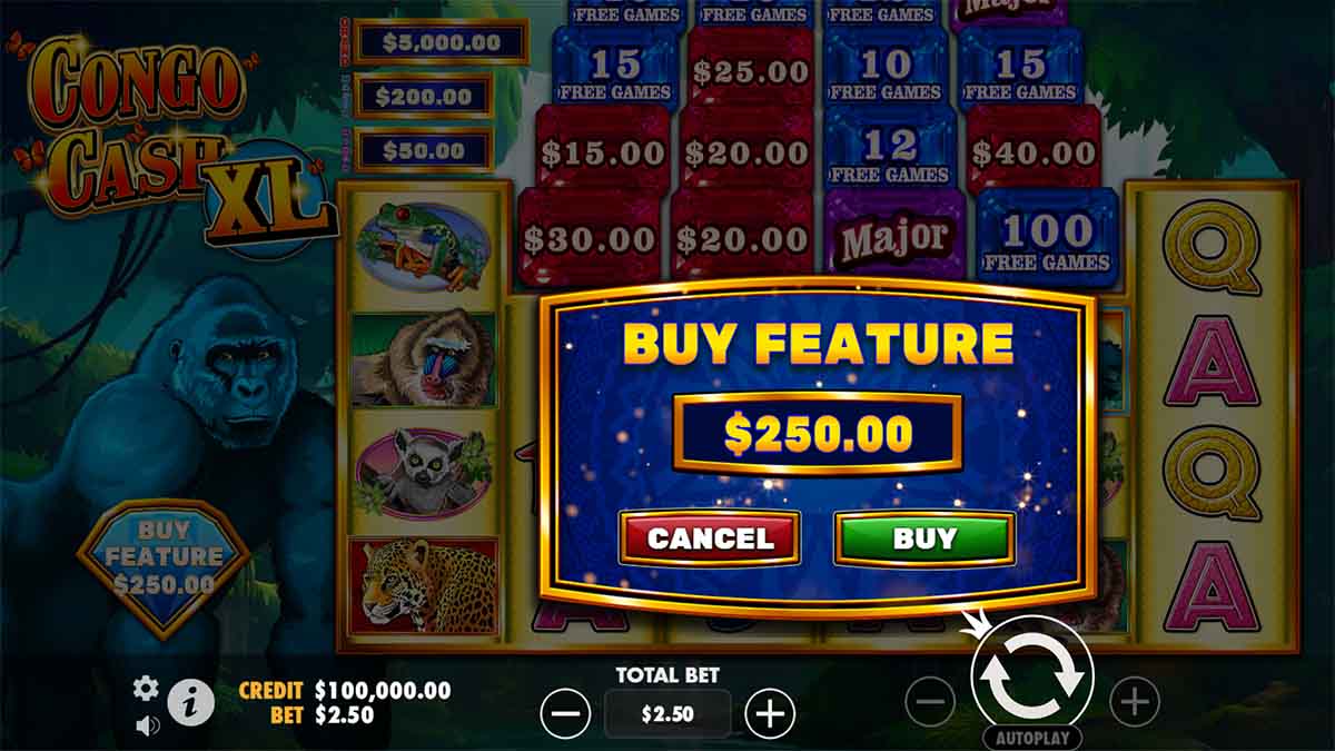 Congo Cash XL slot game by Pragmatic Play featuring feature buy