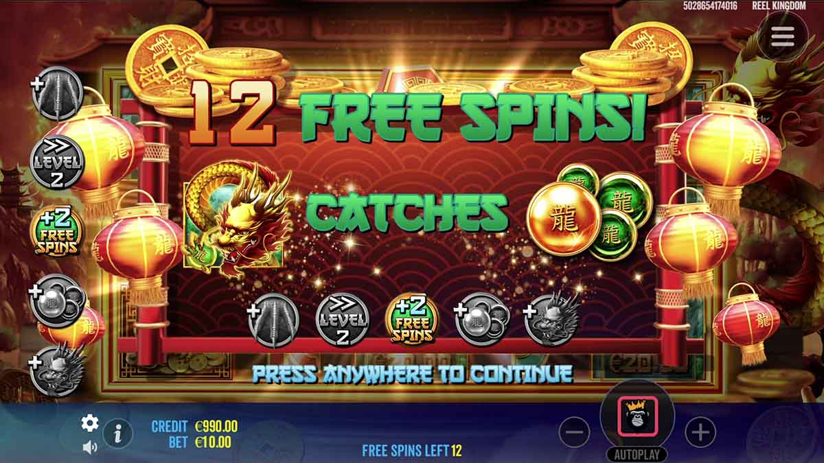 Dragon Gold 88 slot game by Pragmatic Play, 12 free spins