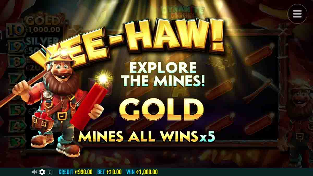 Dynamite Diggin Doug slot game by Pragmatic Play, Wee-Haw all wins x5