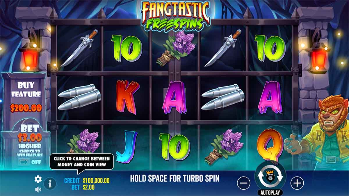 Fangtastic Freespins slot game by Pragmatic Play,  Base Game view