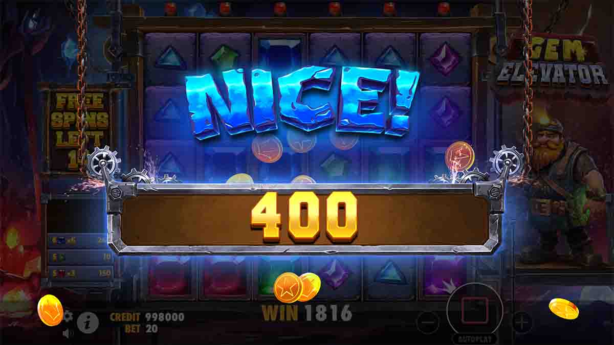 Gem Elevator slot by Pragmatic Play, 400 Nice win