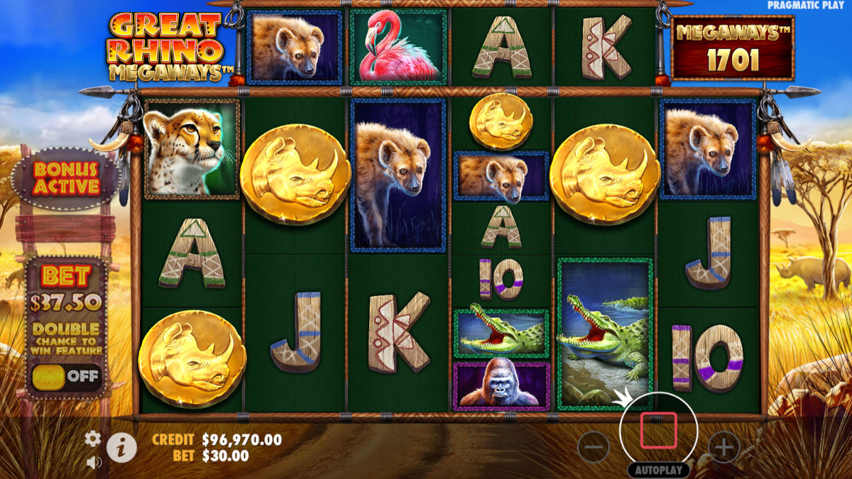 Great Rhino Megaways slot by Pragmatic Play, free spins