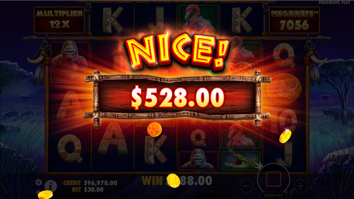 Great Rhino Megaways slot by Pragmatic play, nice win of 528