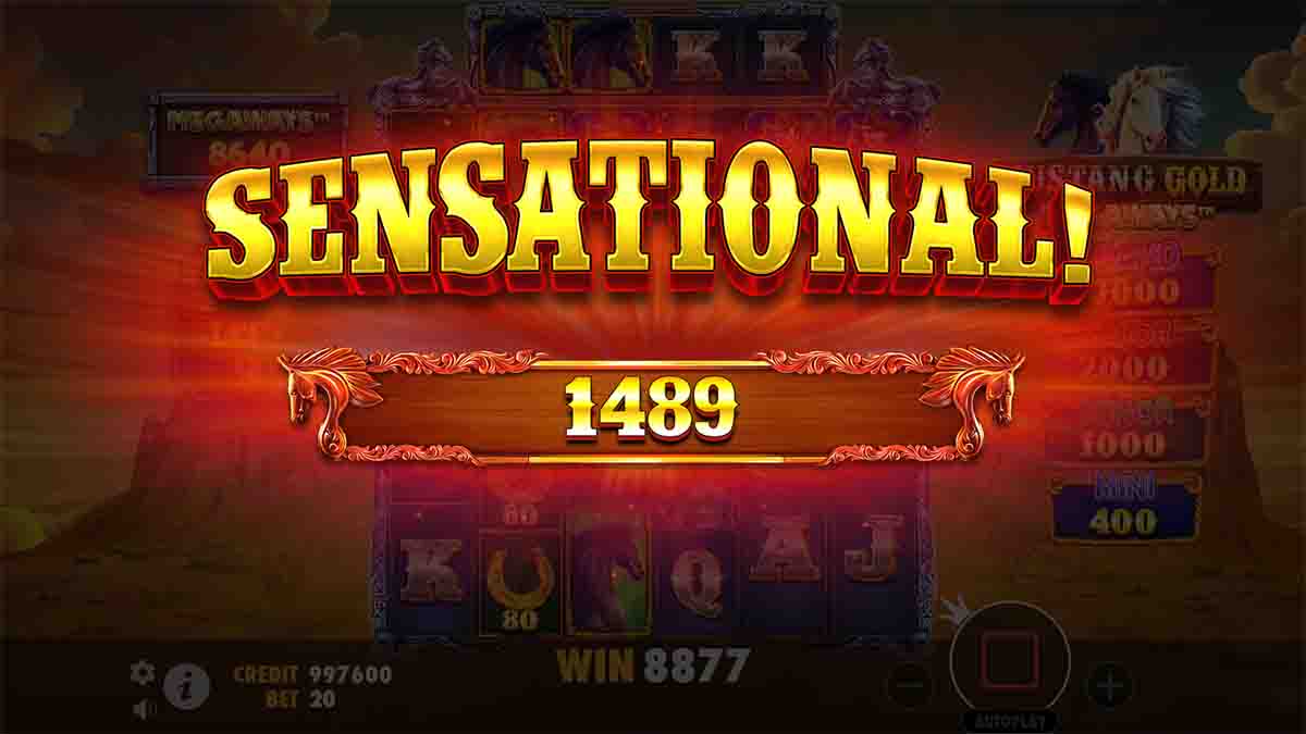 Mustang Gold Megaways slot game by Pragmatic Play, 1489 Sensational win