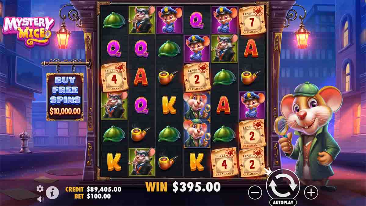 Mystery Mice slot game by Pragmatic Play, $395 win