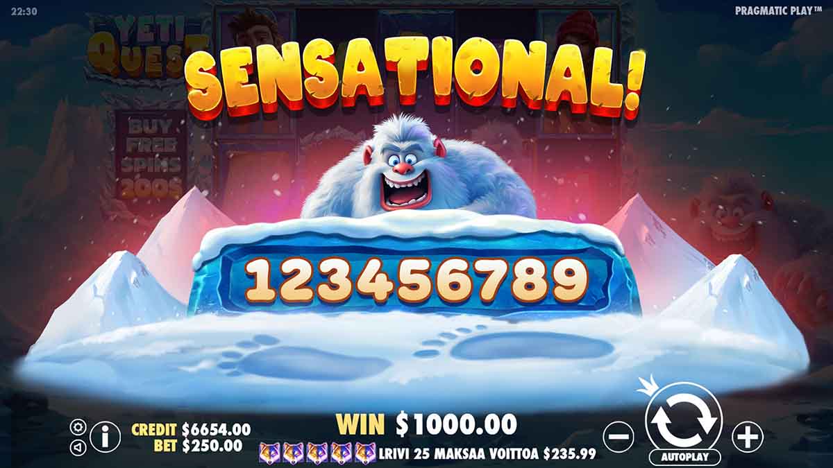 Yeti Quest slot game by Pragmatic Play, sensational win