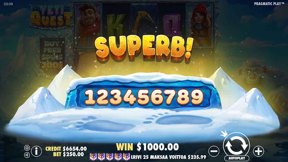 Yeti Quest slot game by Pragmatic Play, Superb win