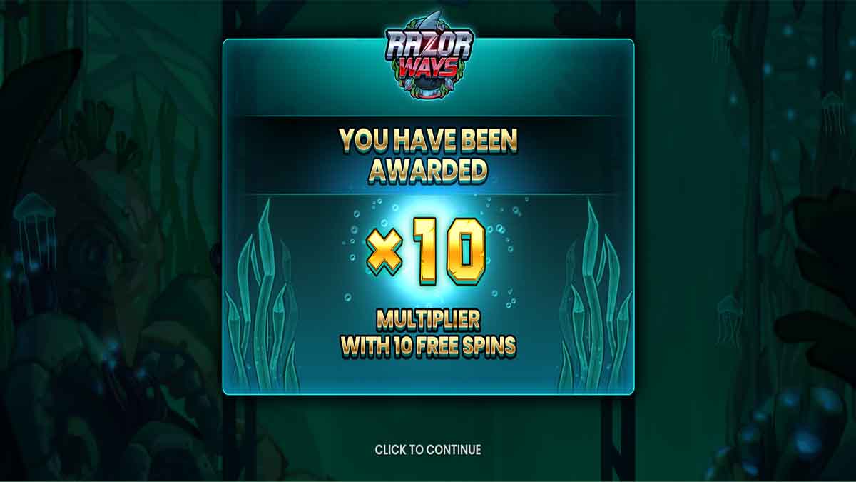 Razor Ways slot game by Push Gaming, 10 free spins