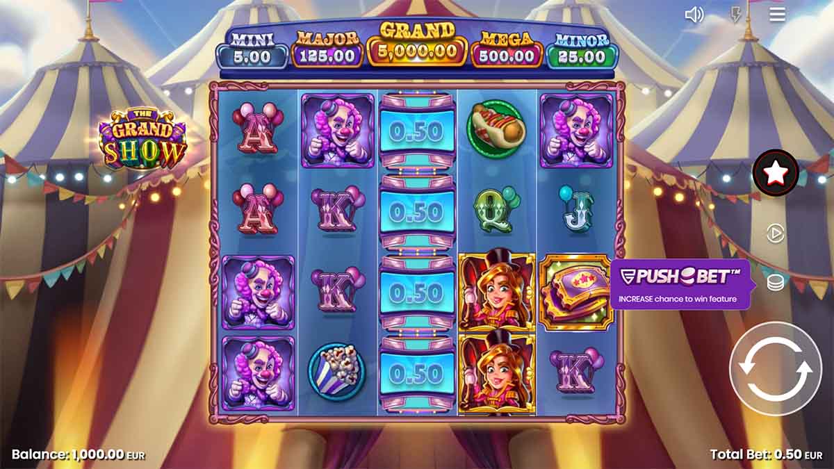 The Grand Show slot game by Push Gaming, Base Game view