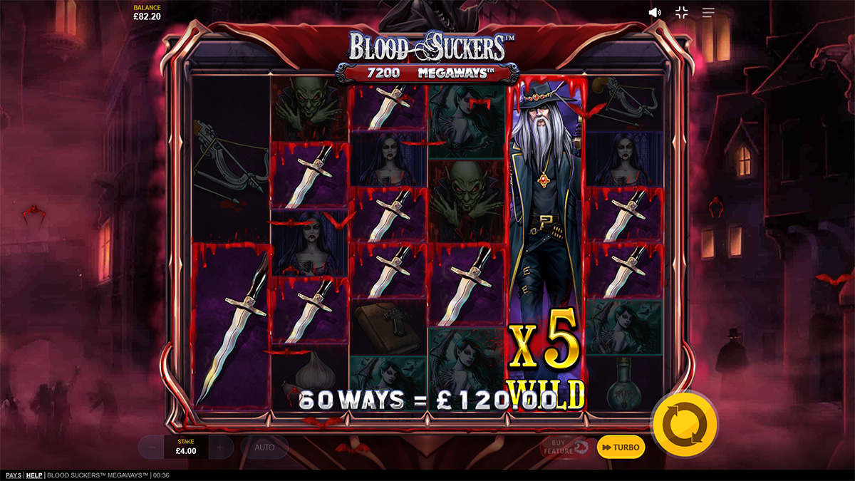 Blood Suckers Megaways slot game by Red Tiger Gaming, 120 win