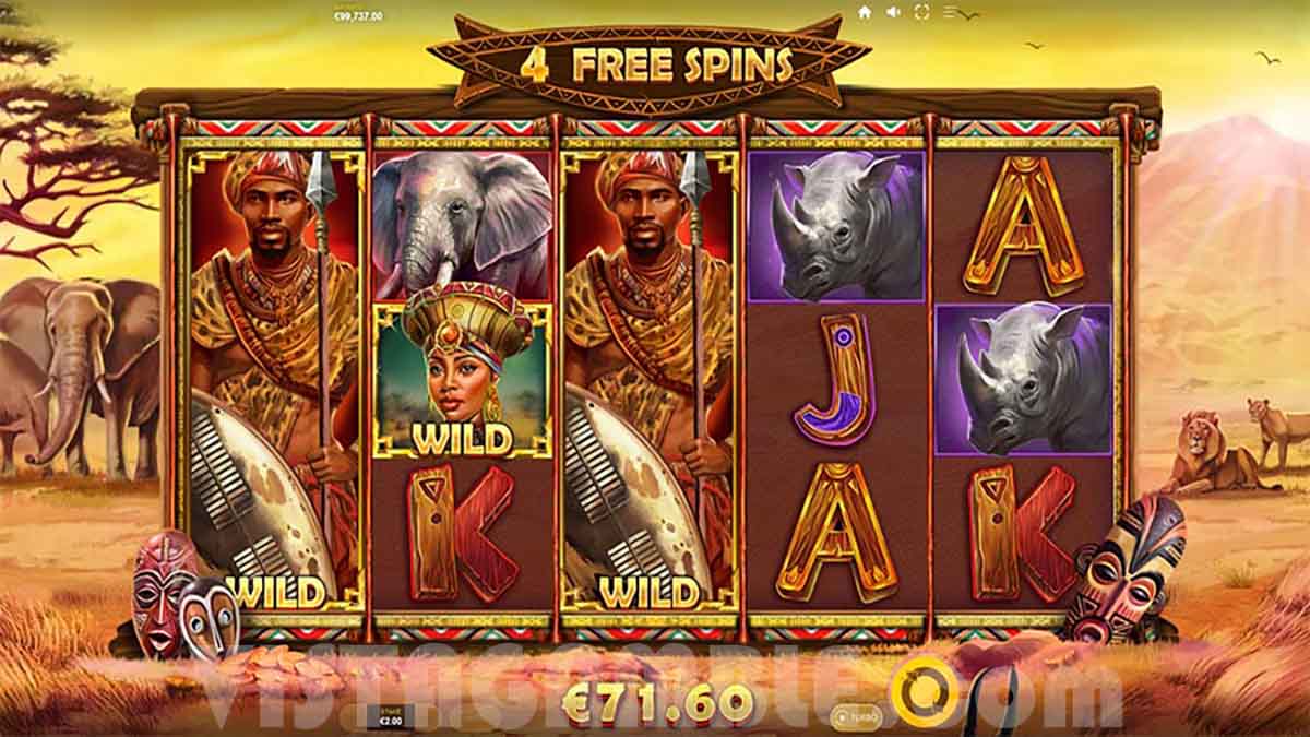 Savannah Pride slot game by Red Tiger, showing Win of 71.60