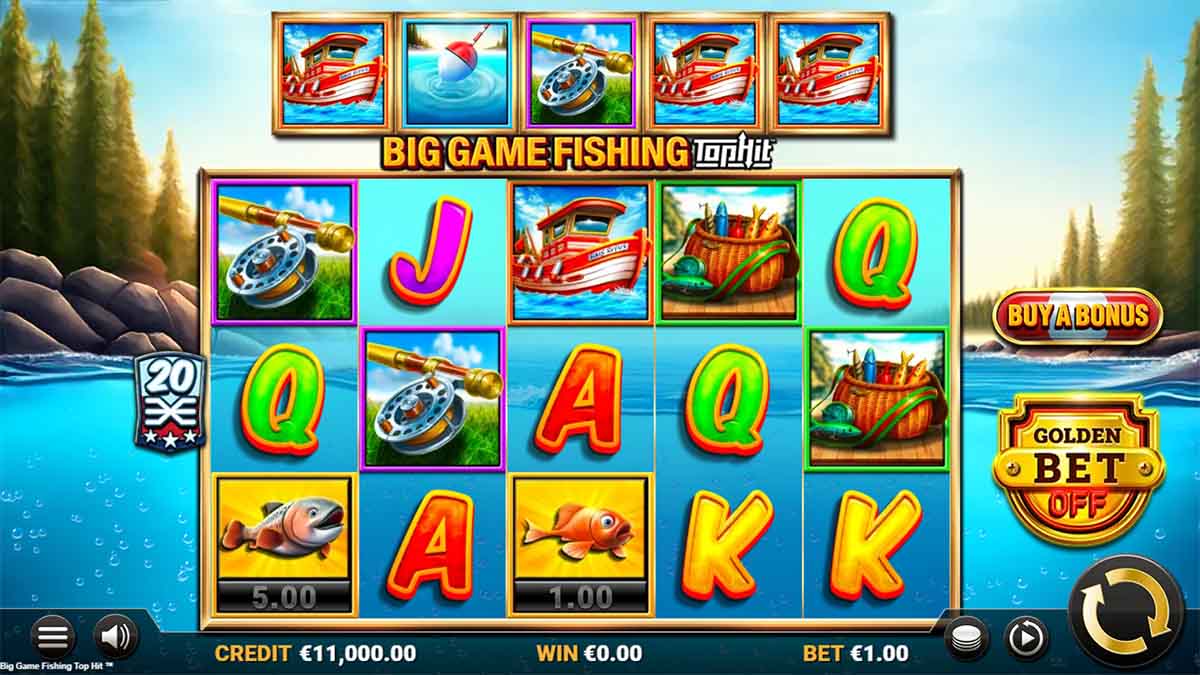 Big Game Fishing TopHit slot game by Reflex Gaming showing Base Game view