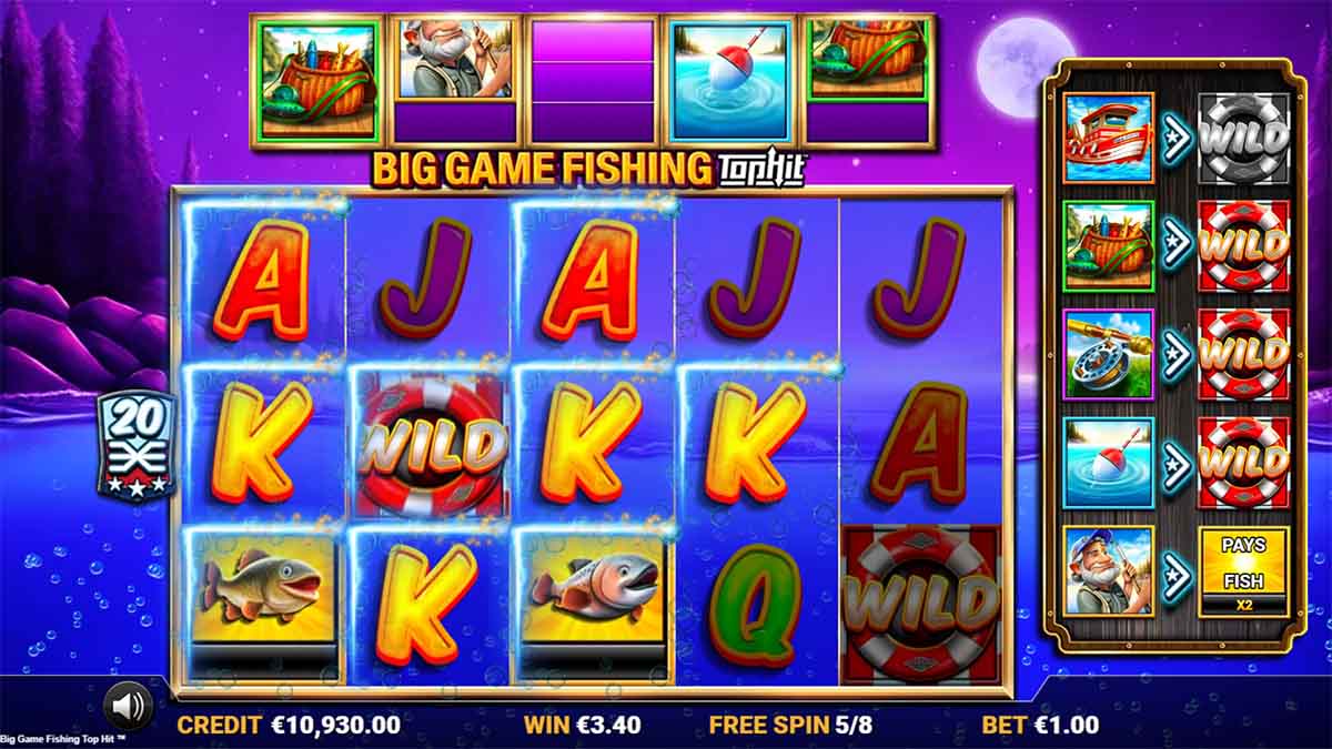 Big Game Fishing TopHit slot game by Reflex Gaming showing winning combination