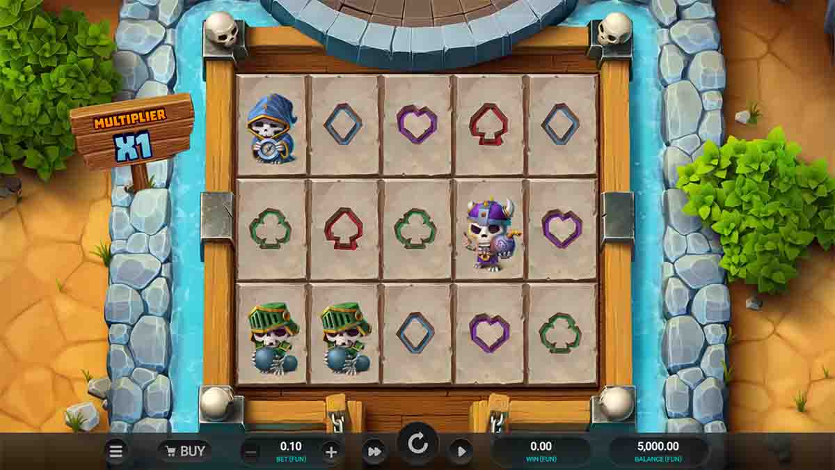 Bone Raider slot game by Relax Gaming, Base game