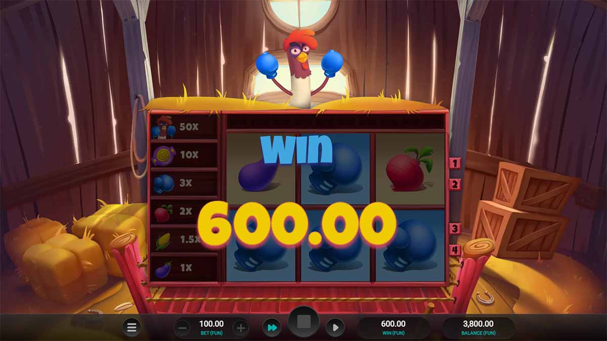 Feather Fury slot game by Relax Gaming showing win of 600.00