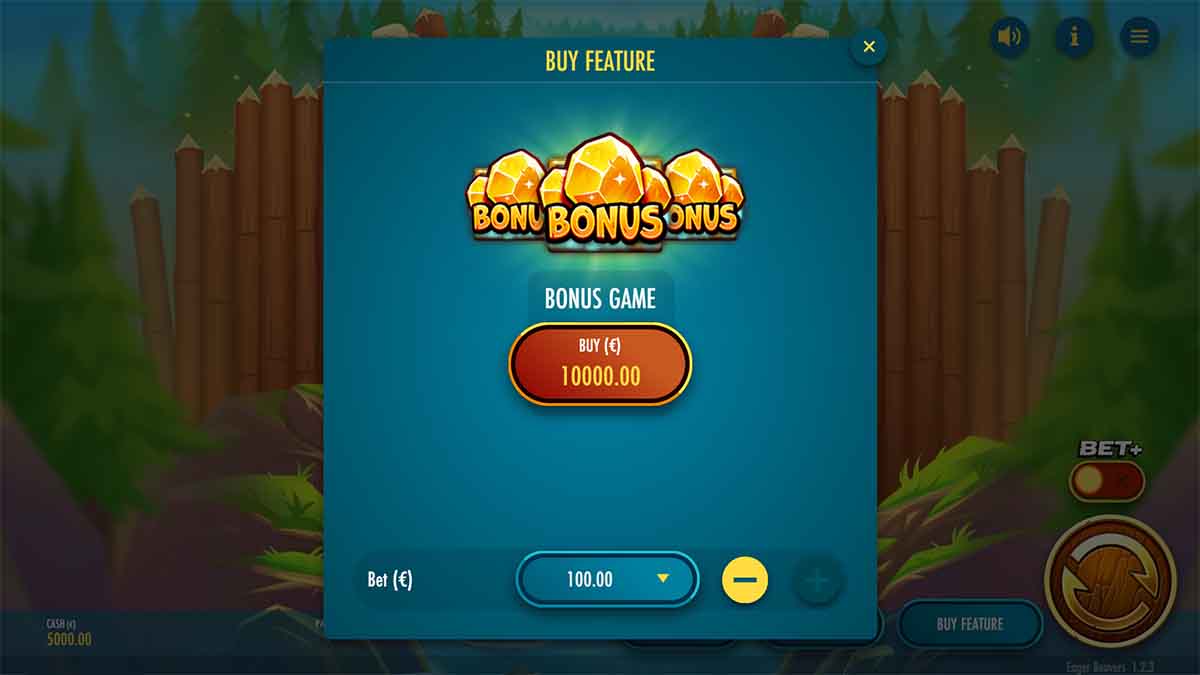 Eager Beavers slot game by Thunderkick, Buy feature