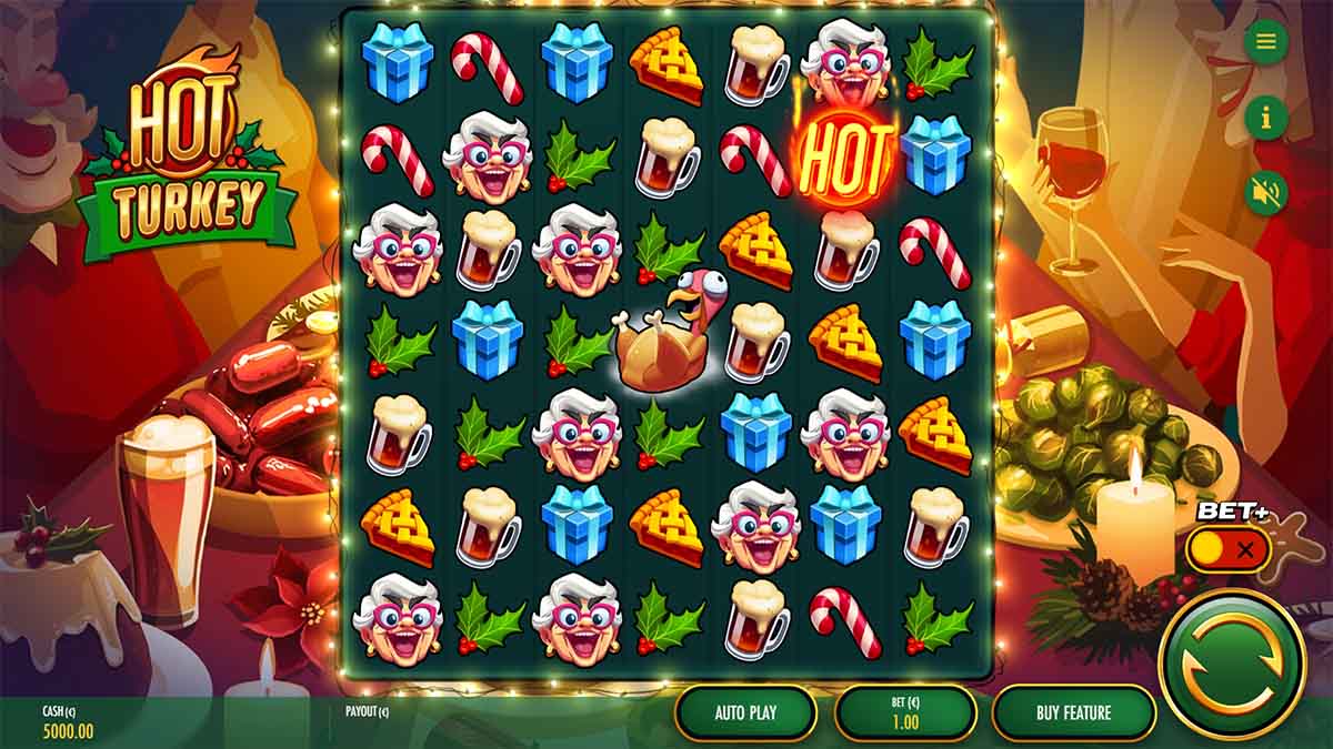 Hot Turkey slot game by Thunderkick, Base Game view