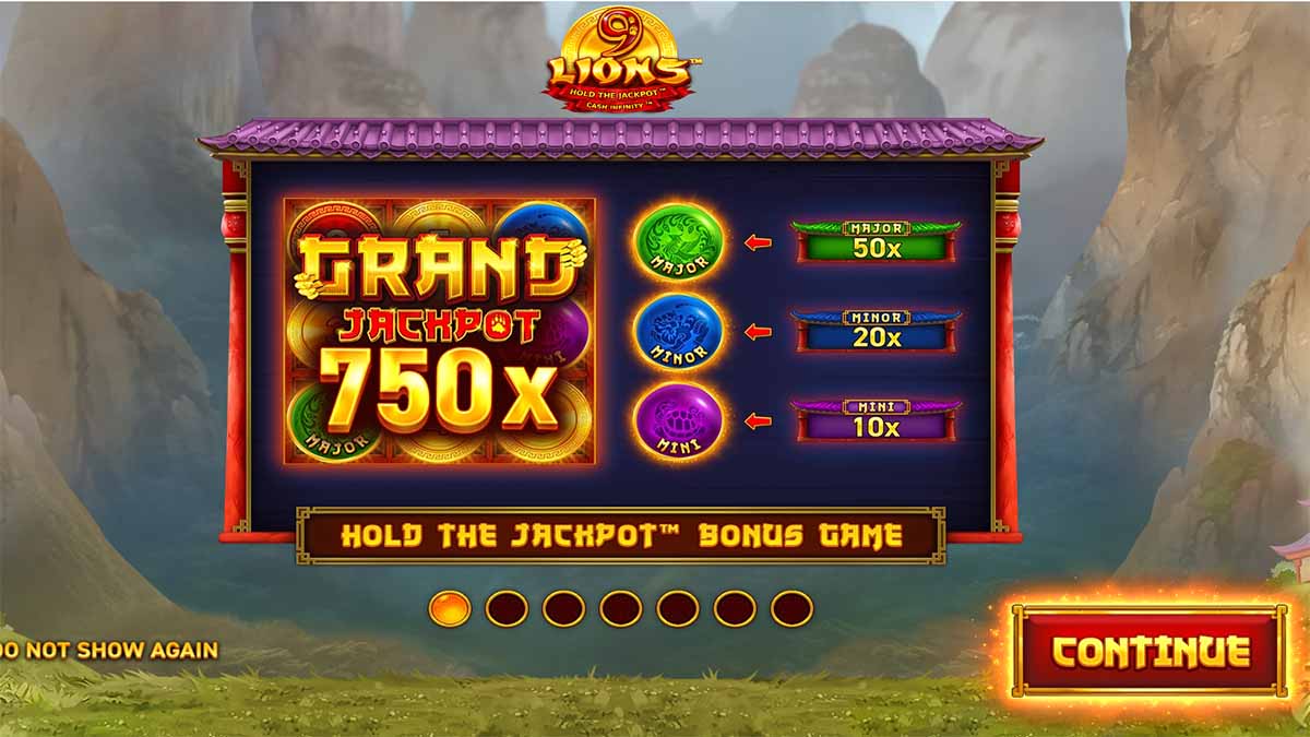 9 Lions Hold The Jackpot slot game by Wazdan, base start view