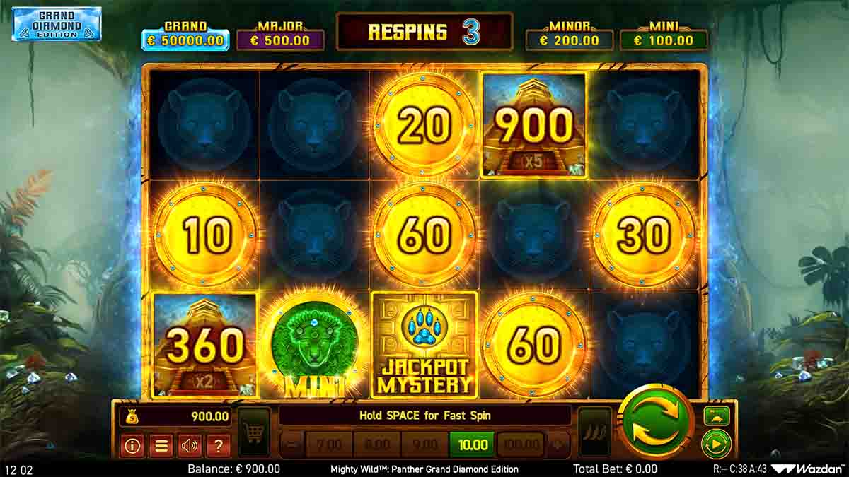 Mighty Wild Panther Grand Diamond Edition slot game by Wazdan, bonus round