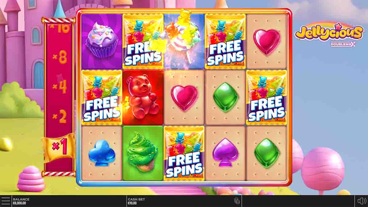 Jellycious DoubleMax slot game by Yggdrasil Gaming, Free spins win