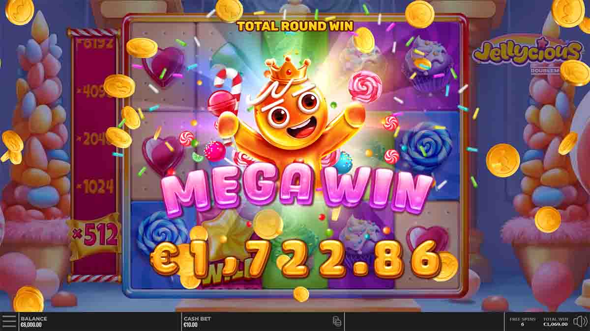 Jellycious DoubleMax slot game by Yggdrasil Gaming, Mega Win €1,722